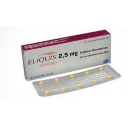 Eliquis 2,5 mg Tabletas Recubiertas Pfizer (Envíos Regionales y Nacionales) caja*20 tabletas