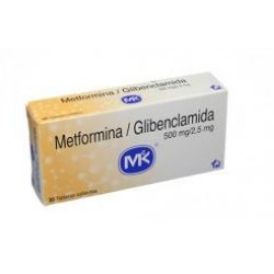 Metformina / Glibenclamida 500 mg / 5 mg (ENVIOS REGIONALES Y NACIONAL) Caja*30 Tabletas Cubiertas - Tecnoquímicas